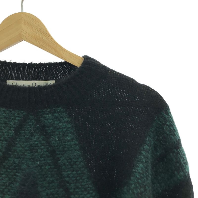 Christian DIOR - Cashmere Silk Mohair Argyle Pattern Crewneck Knit - 34 - Black