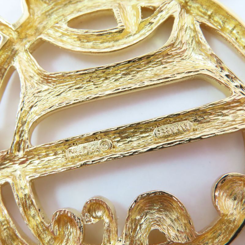 Christian DIOR Vintage DIOR Logo Design Brooch Gold Made In Germany Ladies