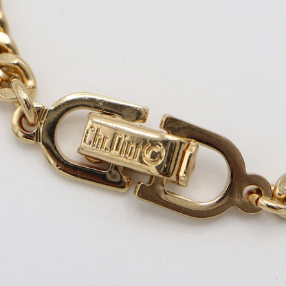 Christian DIOR Bracelet CD Logo Rhinestone Oval Gold Color Accessories Women