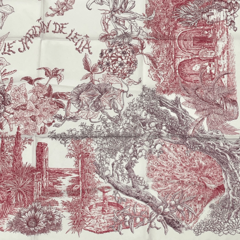 Hermes Carre 90 Silk Scarf Le Jardin De Leila Leila's Garden White
