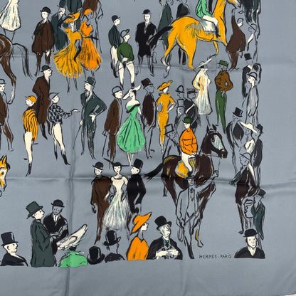 Hermes Carre 90 Silk Scarf Paddock Gray