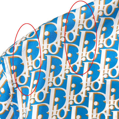 Dior Oblique Allover Silk Short Sleeve Shirt Size 38 Blue