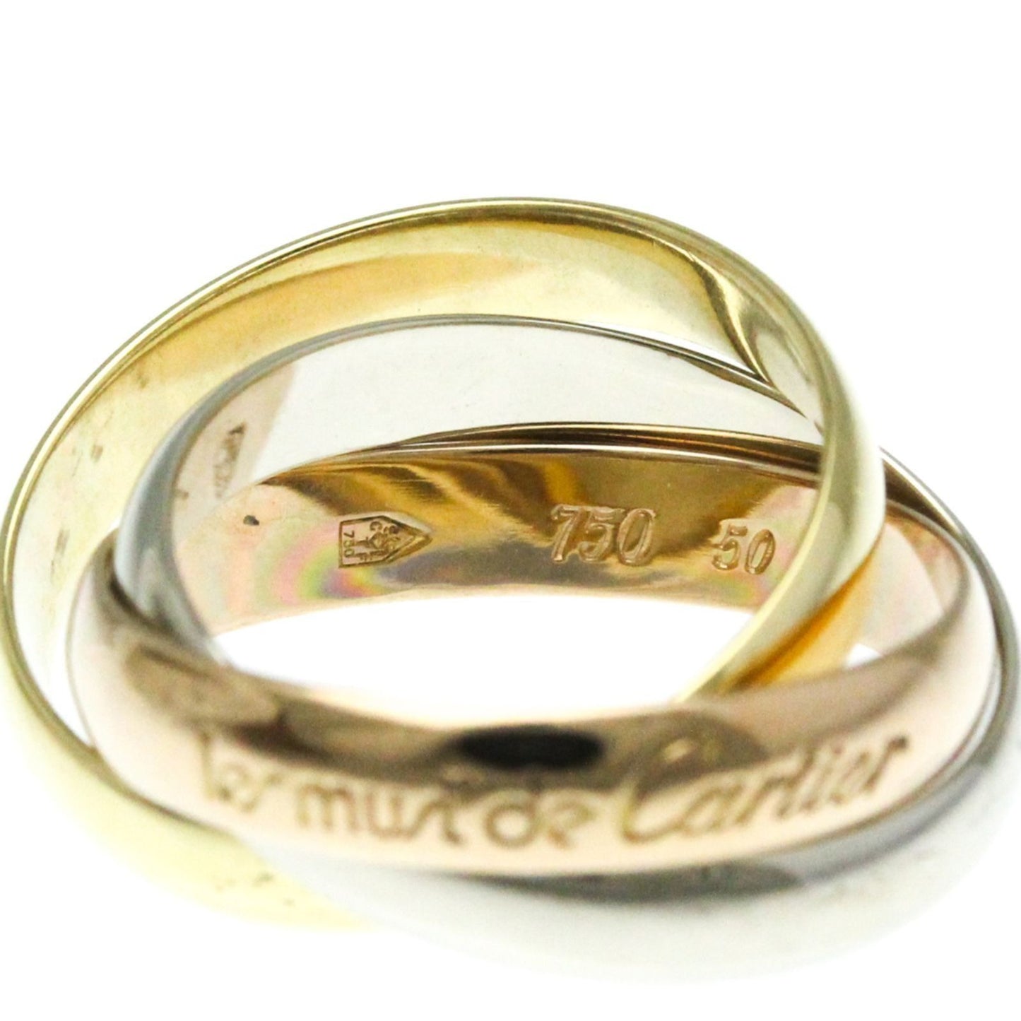 CARTIER Trinity Ring 50 K18YG 18K Yellow Gold White Gold Rose Gold Women's