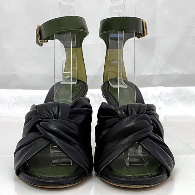 Celine Heels Sandals Khaki Black Ec20708 Excellent Condition