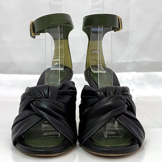Celine Heels Sandals Khaki Black Ec20708 Excellent Condition