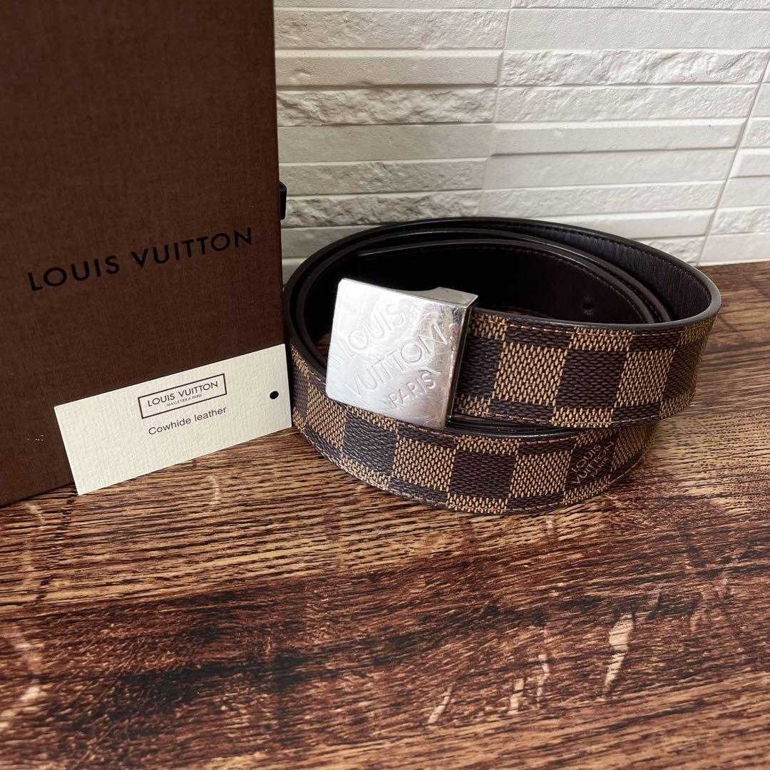 Louis Vuitton Damier Leather Belt Silver Ceinture
