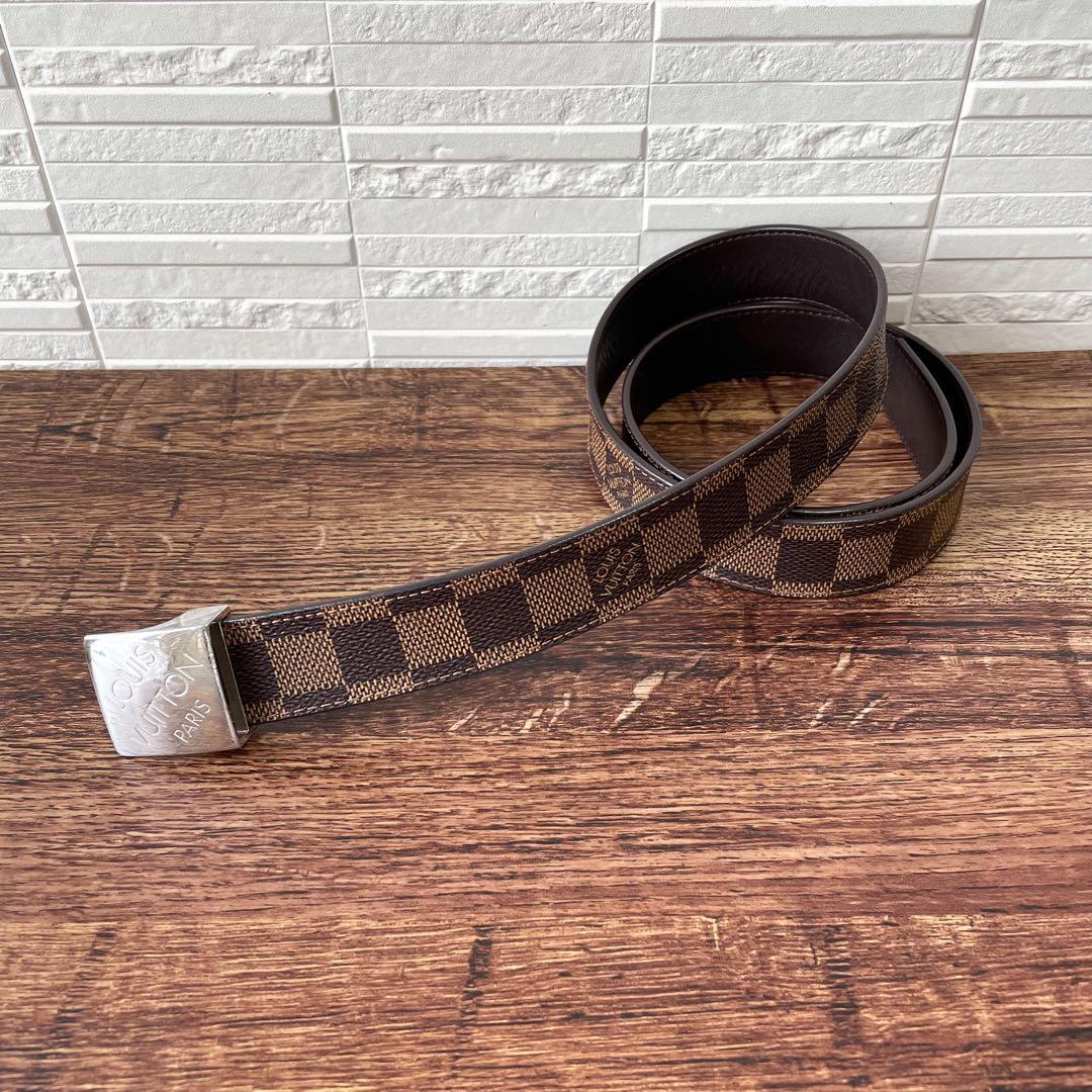 Louis Vuitton Damier Leather Belt Silver Ceinture — view 2