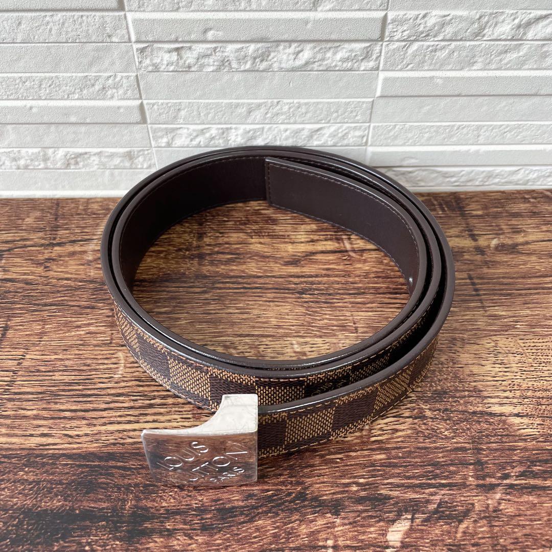 Louis Vuitton Damier Leather Belt Silver Ceinture — view 3