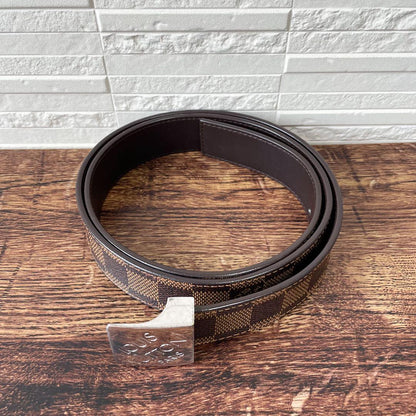 Louis Vuitton Damier Leather Belt Silver Ceinture — view 3