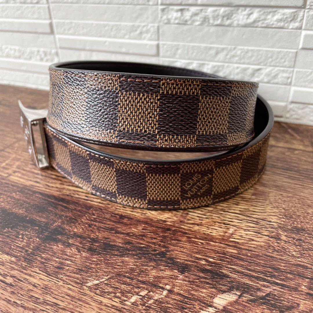 Louis Vuitton Damier Leather Belt Silver Ceinture — view 4
