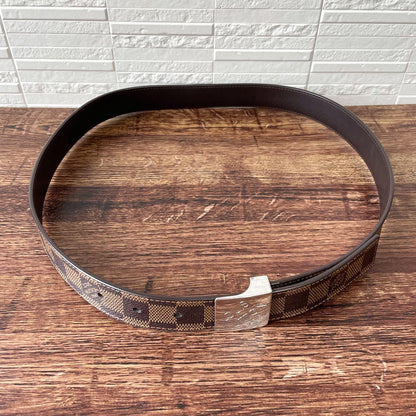 Louis Vuitton Damier Leather Belt Silver Ceinture — view 5