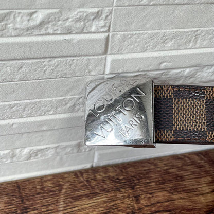Louis Vuitton Damier Leather Belt Silver Ceinture — view 8