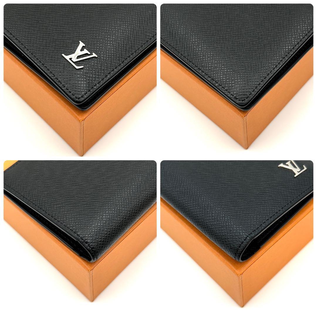 Louis Vuitton Taiga Metallic Portefeuille Brazza Wallet Black — view 8