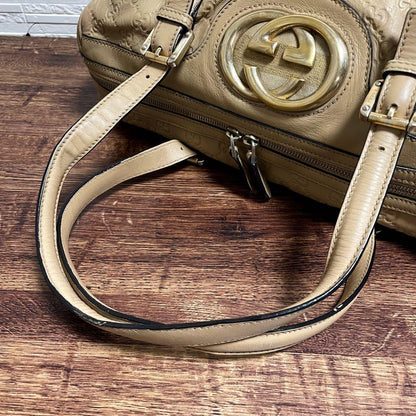 Gucci Guccissima GG Interlocking Hand Bag Boston Beige