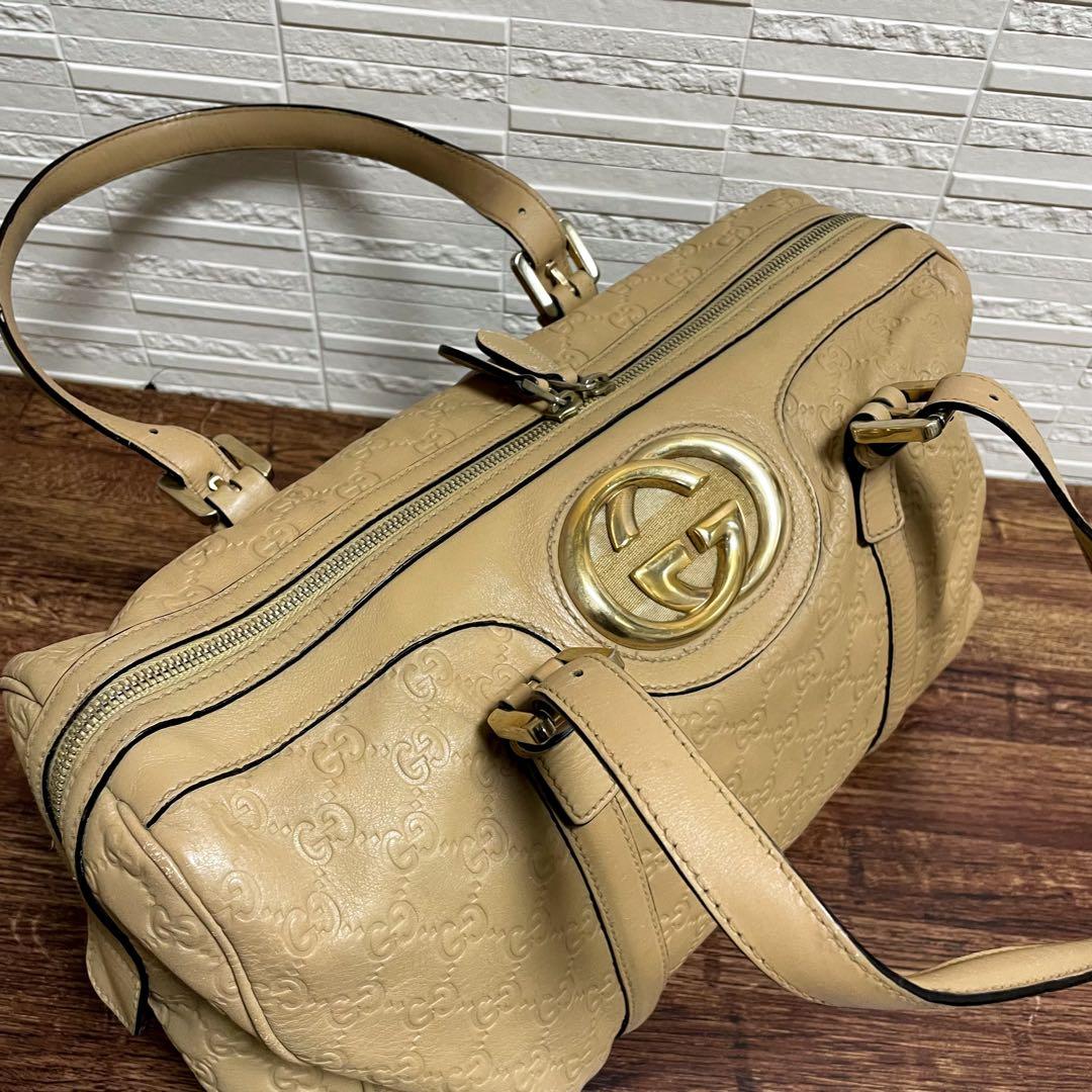 Gucci Guccissima GG Interlocking Hand Bag Boston Beige