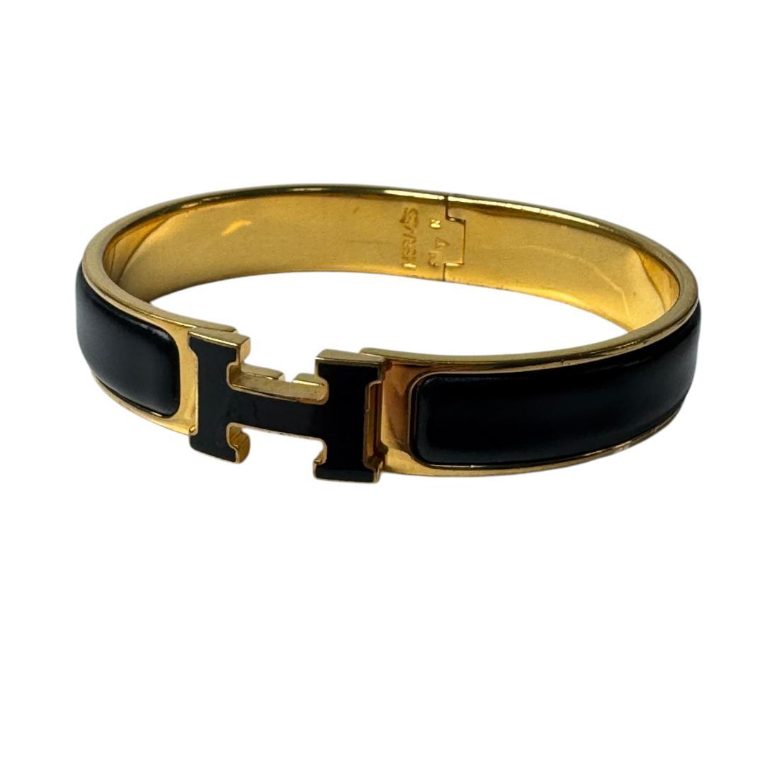 Hermes Clic Clac Bracelet Black Gold