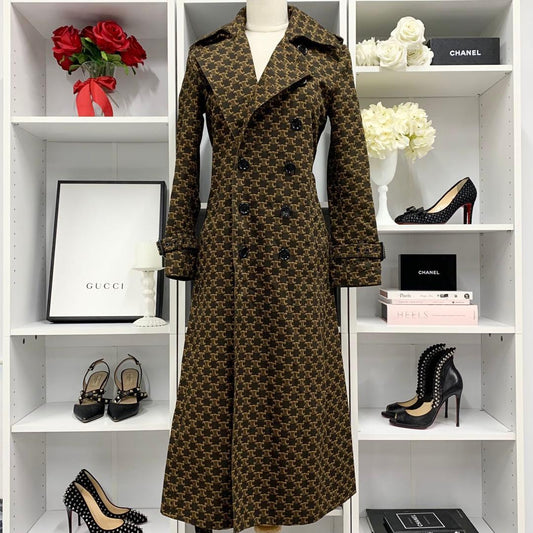 Celine Triomphe Coat All Over Print Outer Long Trench