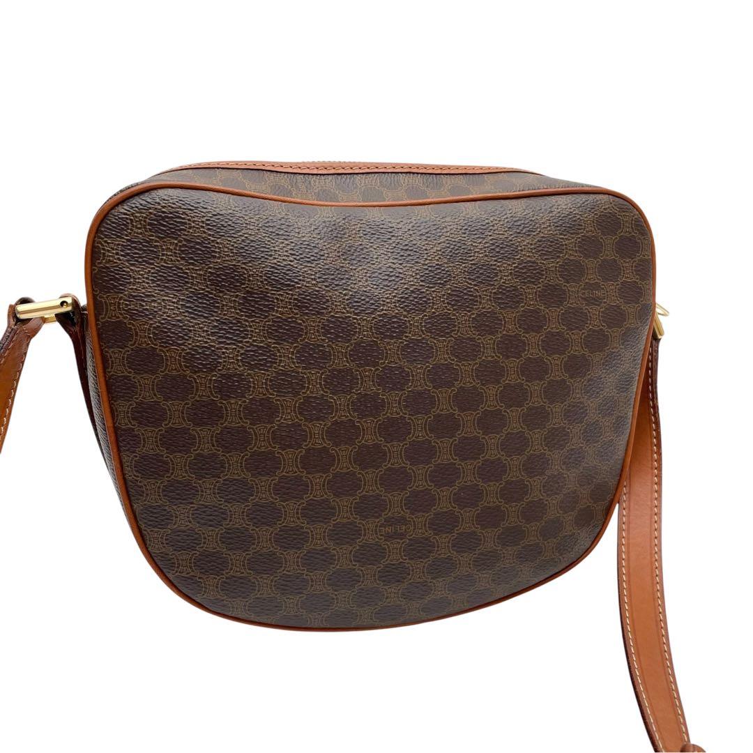 Celine Macadam Leather Triomphe Logo Shoulder Bag Brown — view 2