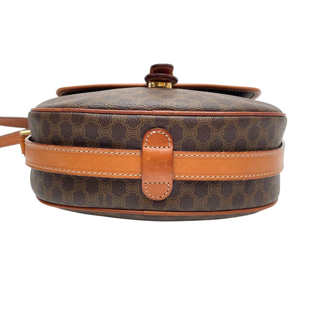 Celine Macadam Leather Triomphe Logo Shoulder Bag Brown — view 5