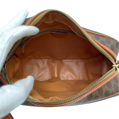 Celine Macadam Leather Triomphe Logo Shoulder Bag Brown — view 7