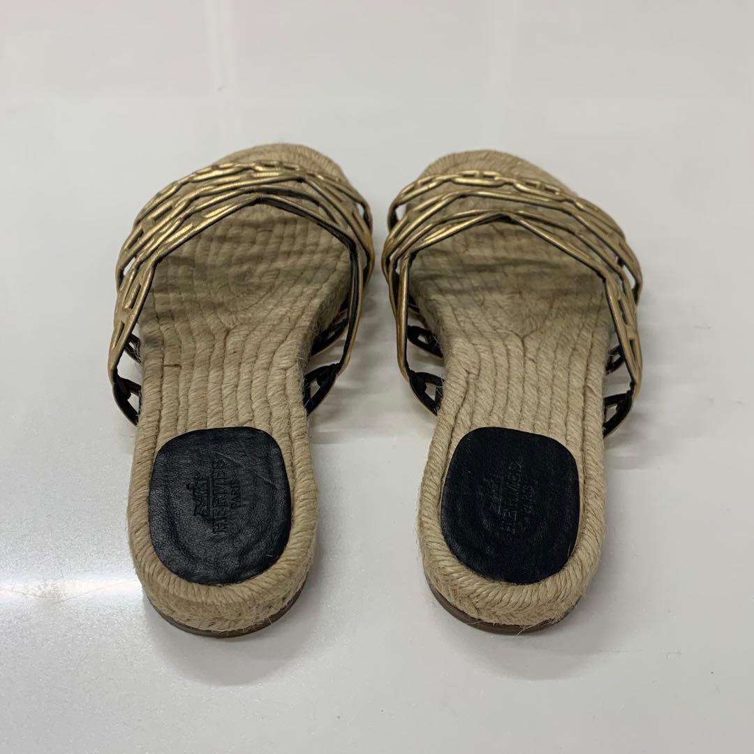 Hermes Ancon Leather Chaine D'Ancre Espadrilles Flat Sandals — view 5