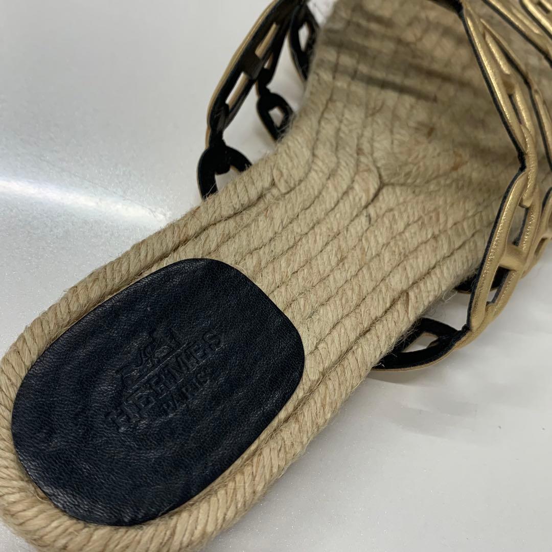 Hermes Ancon Leather Chaine D'Ancre Espadrilles Flat Sandals — view 7