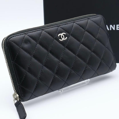 Chanel Quilted Zip Around Wallet Black
