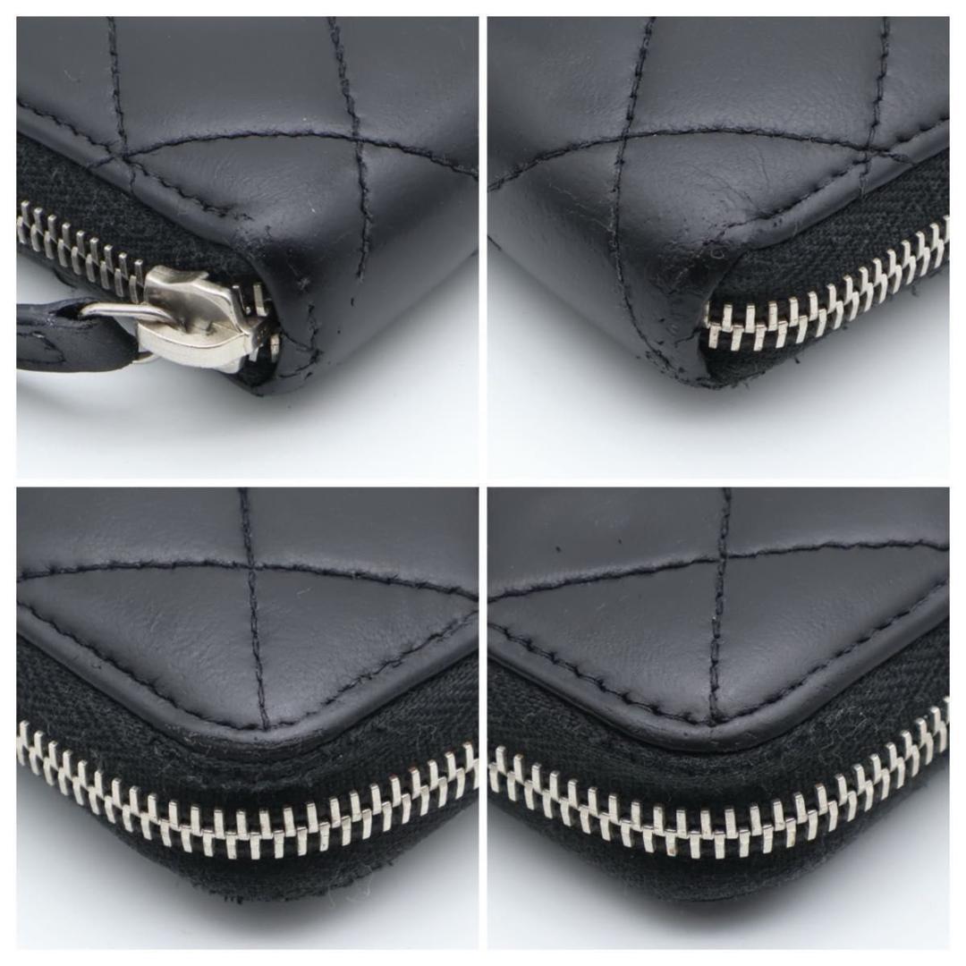 Chanel Quilted Zip Around Wallet Black — view 8