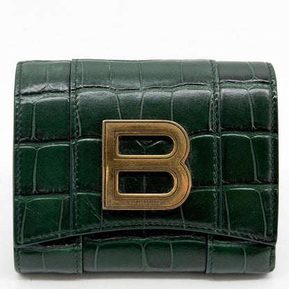 Balenciaga Hourglass Croc Compact Trifold B Logo Wallet — view 2