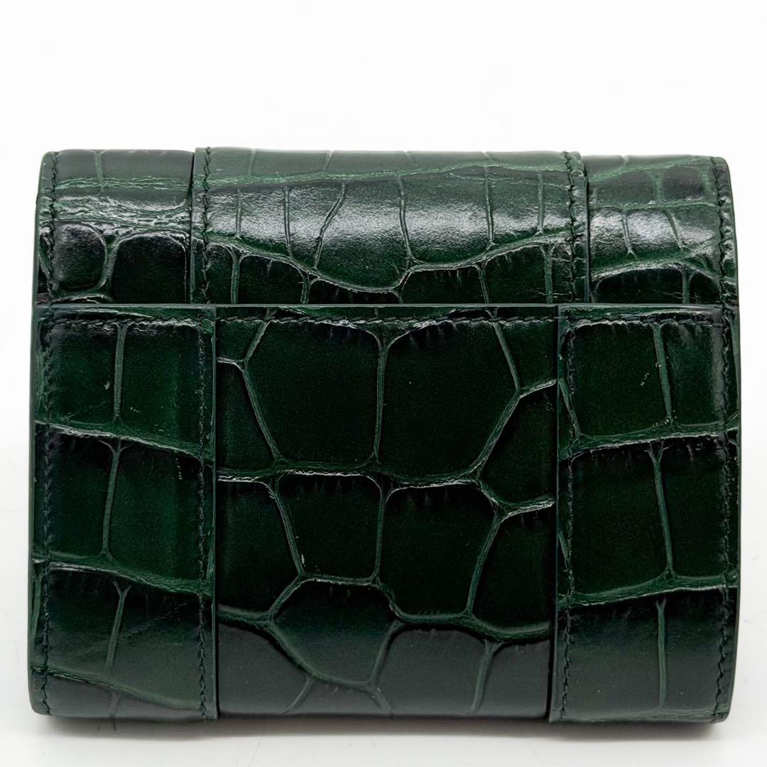 Balenciaga Hourglass Croc Compact Trifold B Logo Wallet — view 3