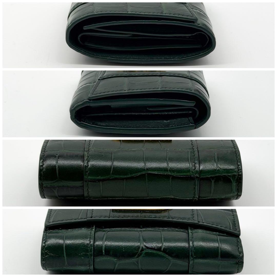 Balenciaga Hourglass Croc Compact Trifold B Logo Wallet — view 4