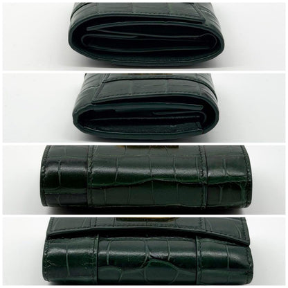 Balenciaga Hourglass Croc Compact Trifold B Logo Wallet — view 4