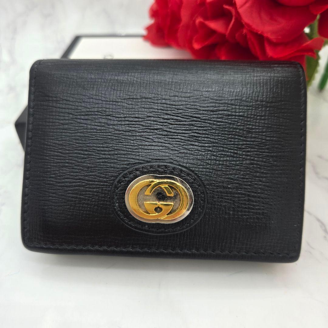 Gucci Bifold Wallet Marina GG Leather Black