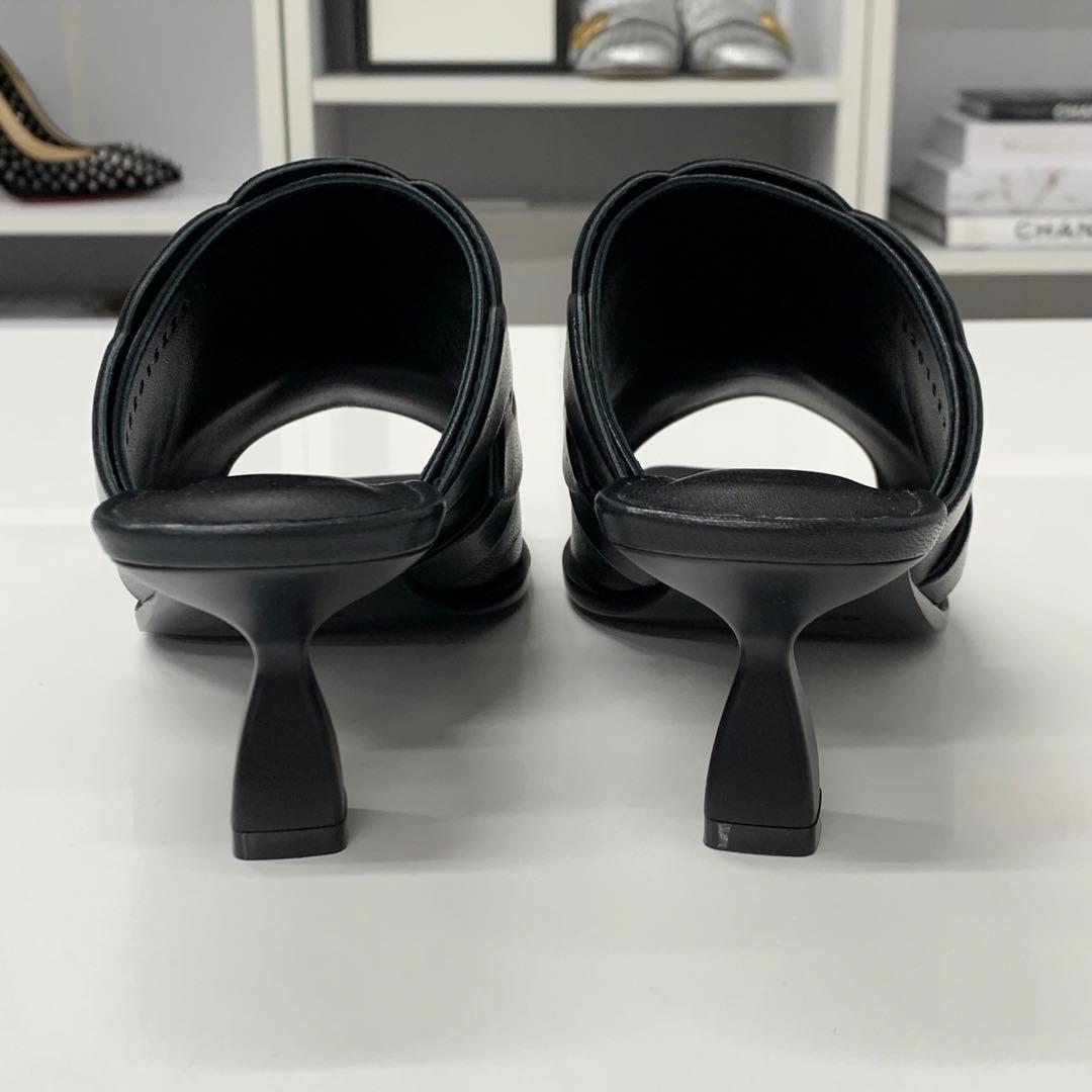 Unused Hermes Hanna 95 Leather Sandals Black