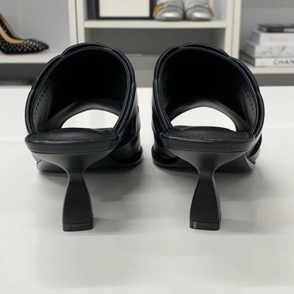 Unused Hermes Hanna 95 Leather Sandals Black