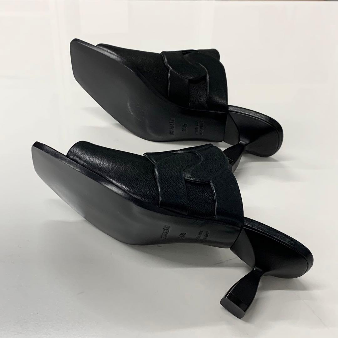 Unused Hermes Hanna 95 Leather Sandals Black