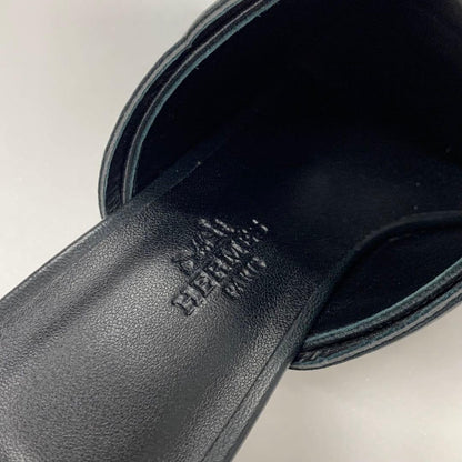 Unused Hermes Hanna 95 Leather Sandals Black