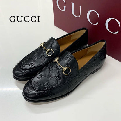 Gucci Horsebit Logo Leather Loafers Black