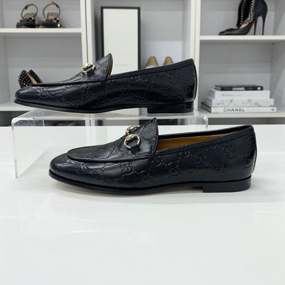 Gucci Horsebit Logo Leather Loafers Black — view 3