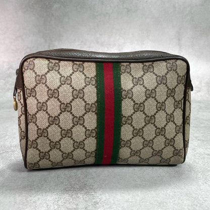 Gucci GG Sherry Line Clutch Brown Logo Leather — view 2