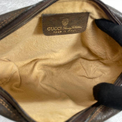 Gucci GG Sherry Line Clutch Brown Logo Leather — view 4
