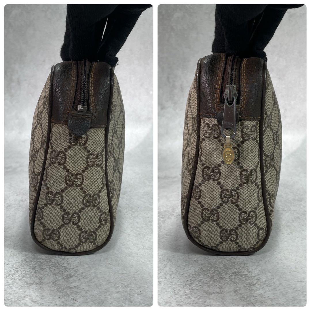 Gucci GG Sherry Line Clutch Brown Logo Leather — view 5