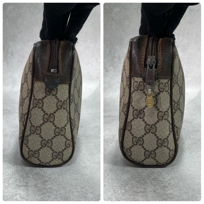 Gucci GG Sherry Line Clutch Brown Logo Leather — view 5