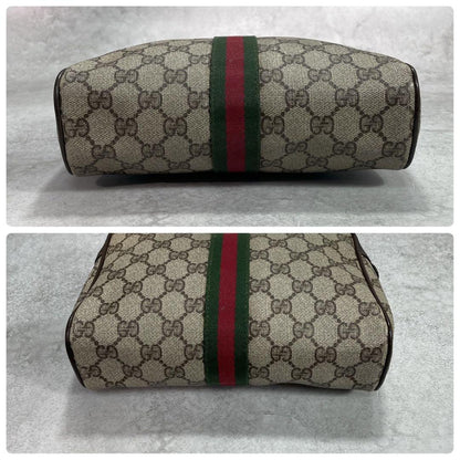 Gucci GG Sherry Line Clutch Brown Logo Leather — view 6