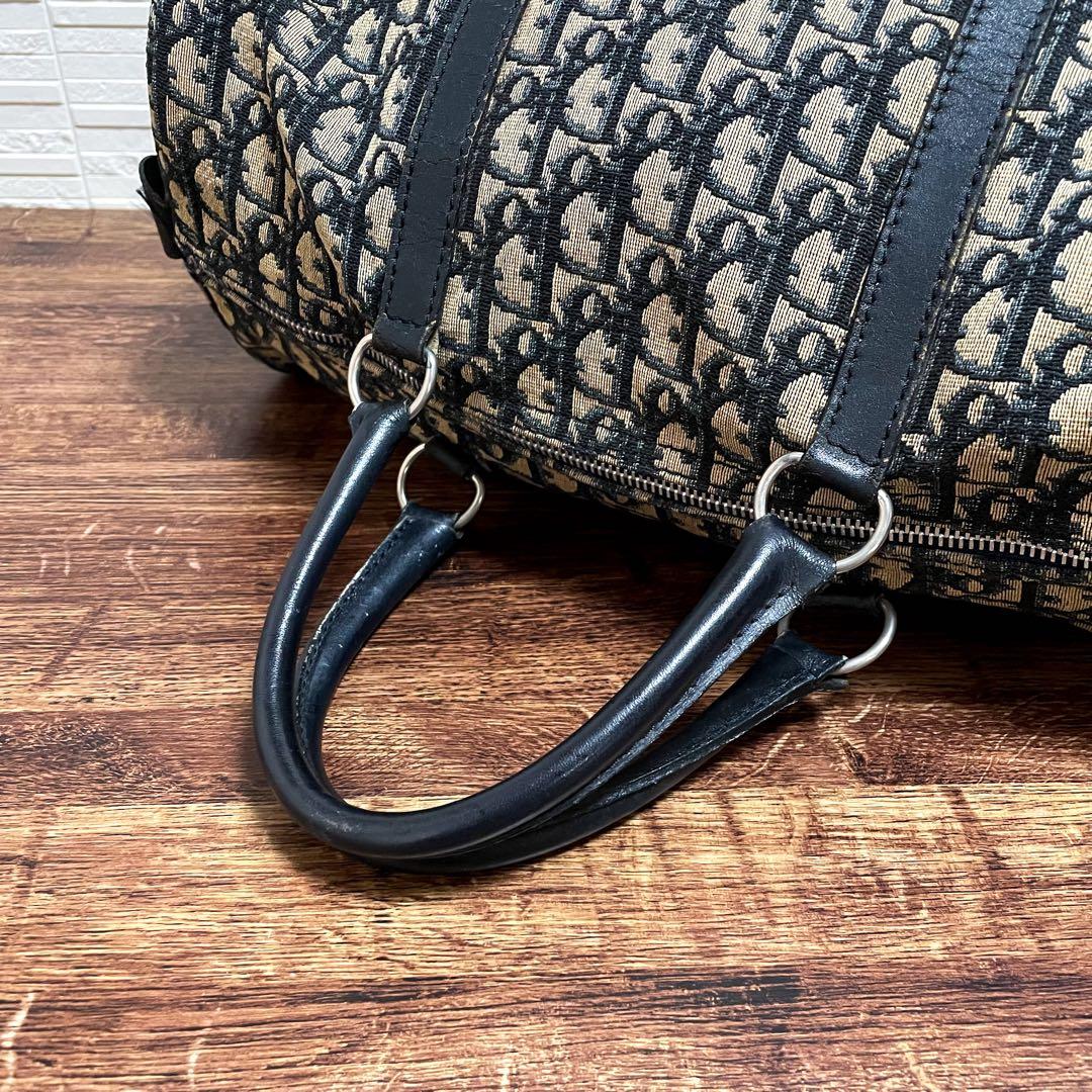 Dior Trotter Canvas Leather Boston Hand Bag All Over Pattern — view 6