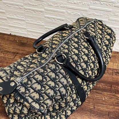 Dior Trotter Canvas Leather Boston Hand Bag All Over Pattern — view 7