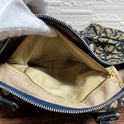 Dior Trotter Canvas Leather Boston Hand Bag All Over Pattern — view 9