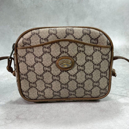 Gucci GG Shoulder Bag Brown Beige Logo Leather — view 2