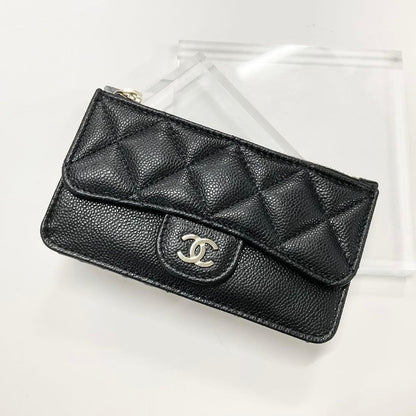 Chanel Caviar Leather CC Logo Fragment Case Coin Purse