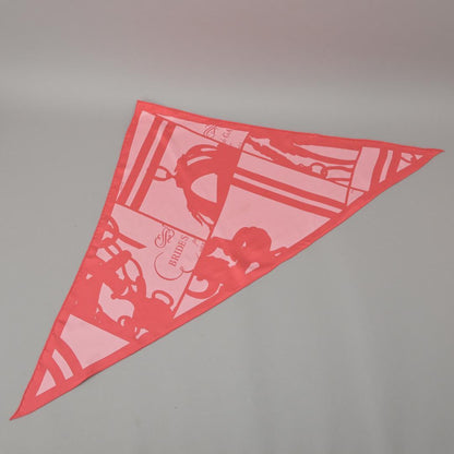 Hermes Pointe Triangle Scarf Ribbon Pink Red Silk — view 2